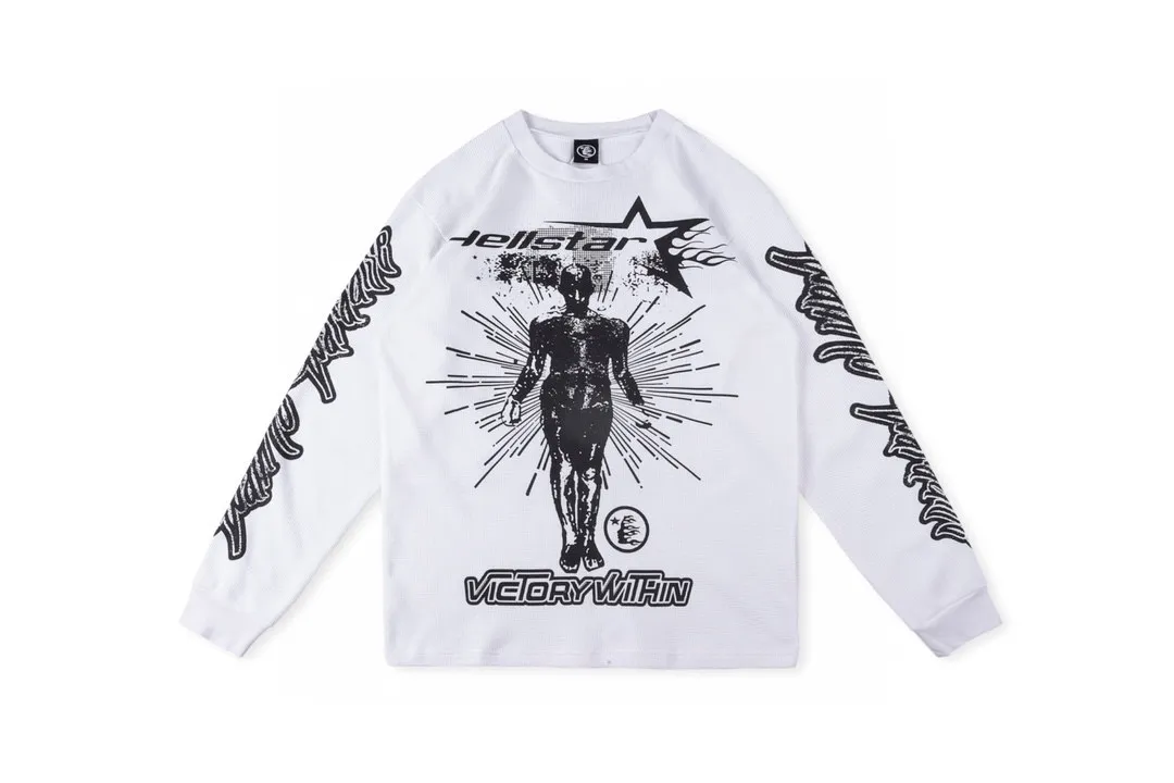 Męskie koszulki męskie projektant Długie koszulki Kobiety Długie wysokiej jakości rękawie Hellstar Studios Records Crewneck Tee Print Men Casual Long Sleeve Street Long Top 354