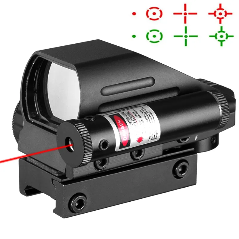Fire Wolf Tactical Holographic Reflex Red / Green Dot Scope 4 Reticle Red Laser Sight for Hunting
