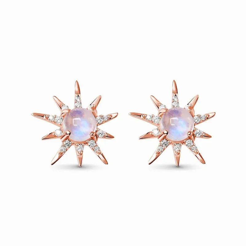 الأوروبي والأمريكي الرجعية الساخنة Sale Star Star Pendant Moonlight Stone Rose Gold أقراط طويلة التصميم الإناث أقراط