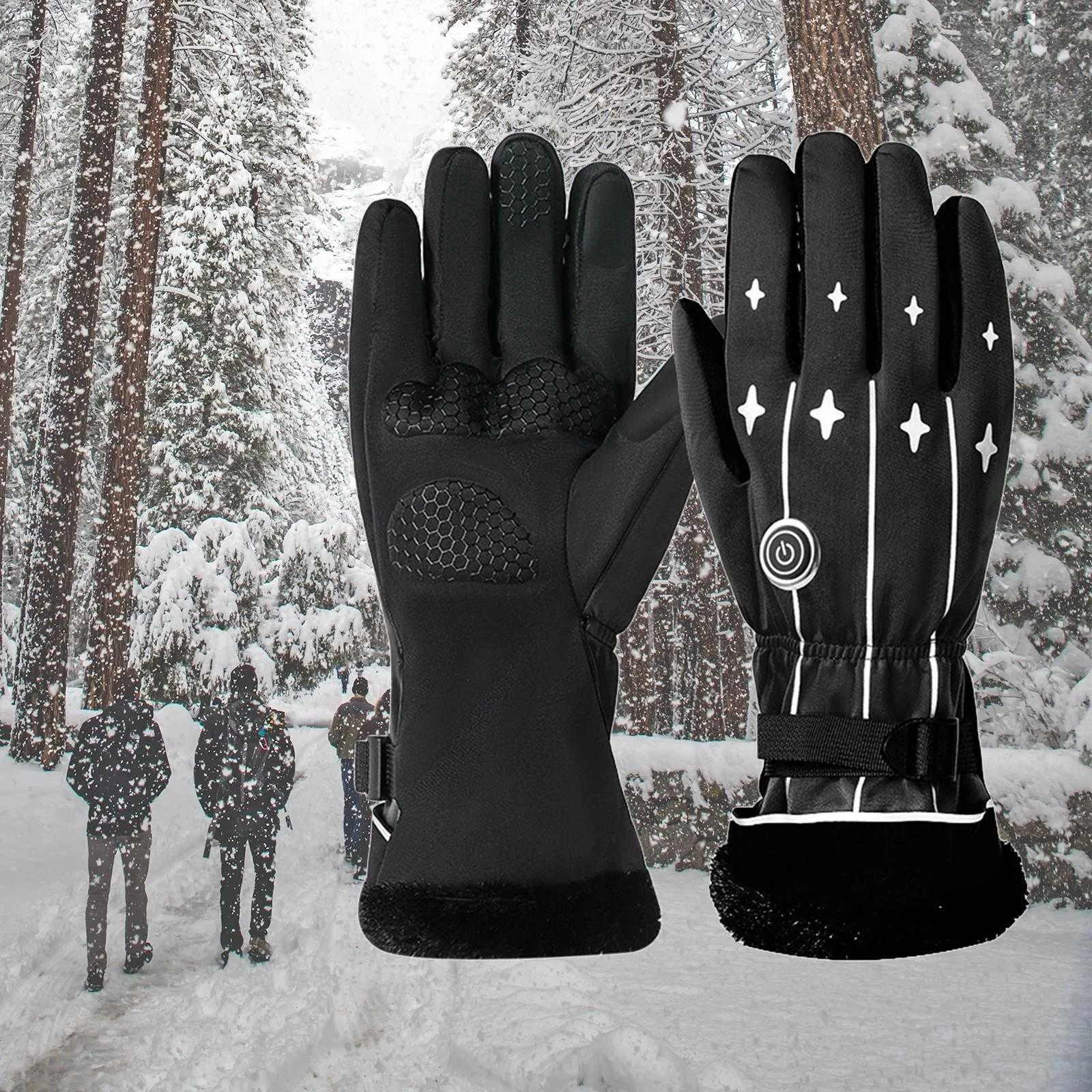 Electric Thermal Heated Gloves Touch Screen Adjustable Warm for Hiking Ski