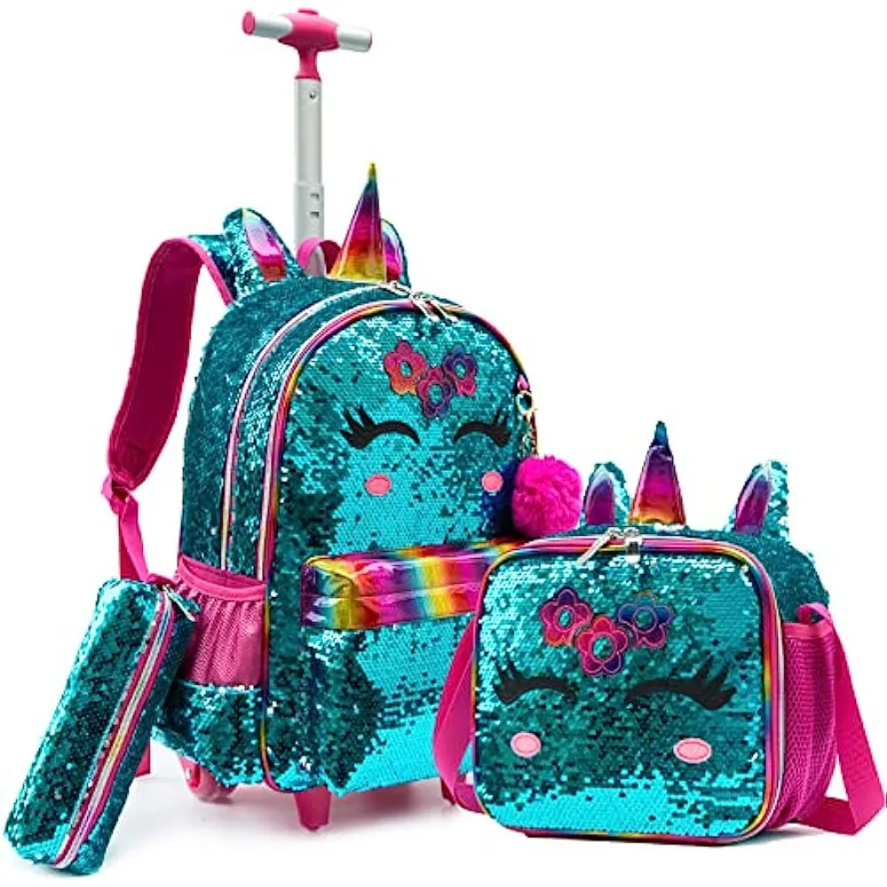 Buy Lovely Trolley School Backpack Bags with Wheels for Kids Girls Primary  School (Black) Online at desertcartINDIA