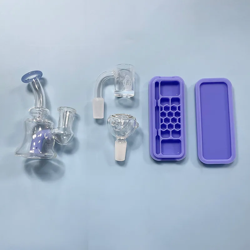 Quartzpro mini dab teçhizat Banger Cam Su Gericilik Bong Plastik Hediye Box4 Renkler için Renkler