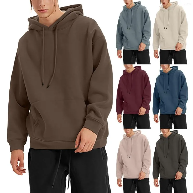 Herrtröjor full zip up hoodie över ansikten mäns tröjor och vinter h tjock huva fast färgtröja