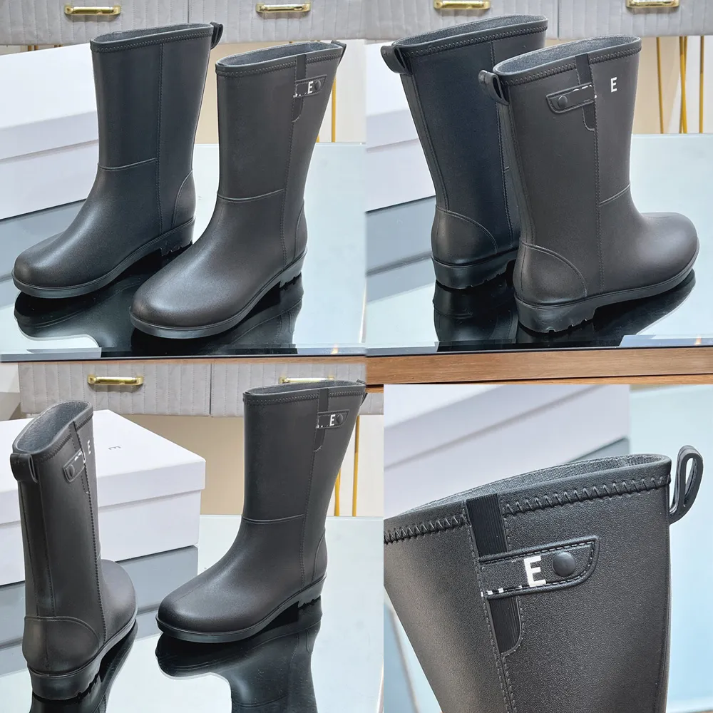 New Womens Luxury Brand RainBoots Over Knee Long Boots Recommended by celebrities on internet Elegant and Valuable rainboots Non slip Soles Wearable all year round