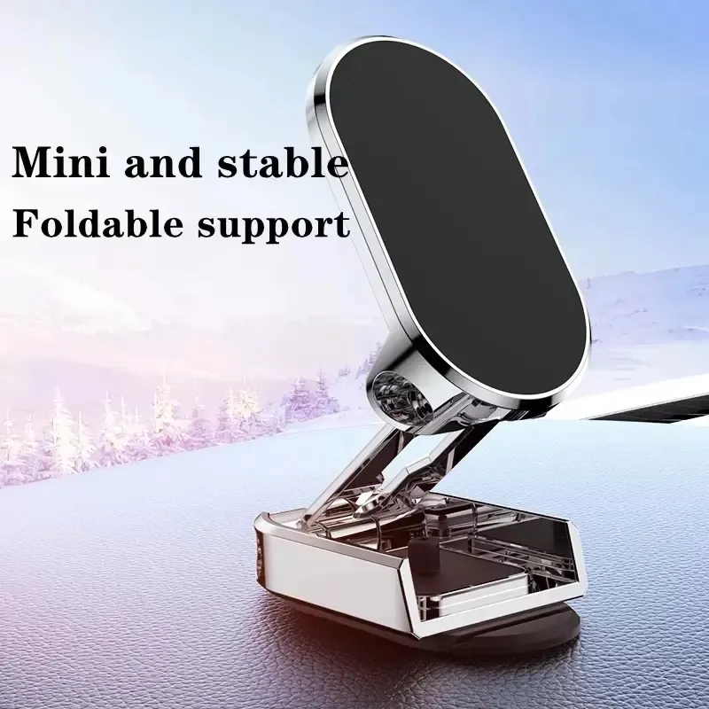 Universal Phone Holder 360 Folding Magnetic Car Rotatable Mini Strip Shape Stand Metal Strong Magnet GPS Cars Mount For iPhone Samsung Huawei Phone Holders