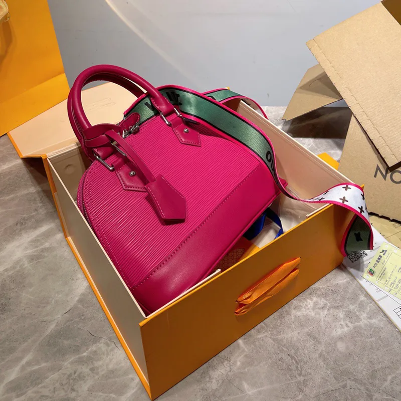 Fuchsia Luxus-Handtasche, klassische Designer-Tasche, Wellen-Shell-Taschen mit Schloss, Abend-Squire-Tragetaschen aus echtem Leder, Einkaufstaschen, Schulterhandtaschen mit großem Fassungsvermögen