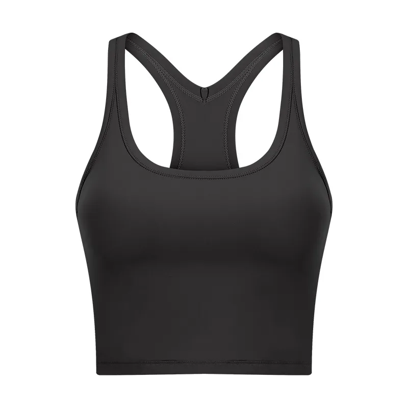 Débardeur de yoga pour femme extensible à séchage rapide Sports Workout Running Top Vest avec coussinets amovibles