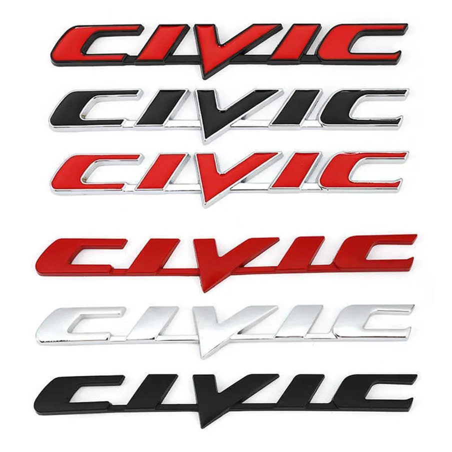 CAR 3D Metal Emblem Badge Sticker för Honda Civic Car BACK SVALT TRUNK LETTER STICKERS DECALS Auto Accessories Car Styling339e