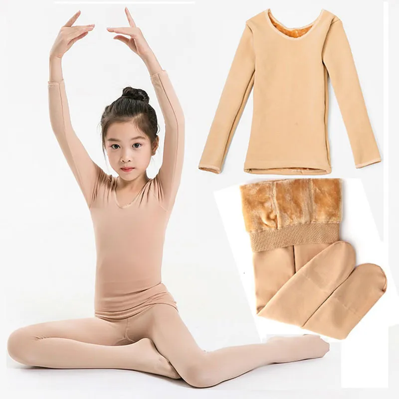 Pyjamas Kids Thermal Underwear Set Winter Fleece Thick Leggings Dance Costume Girls Long Johns Children 10 12 Y kläder 230728