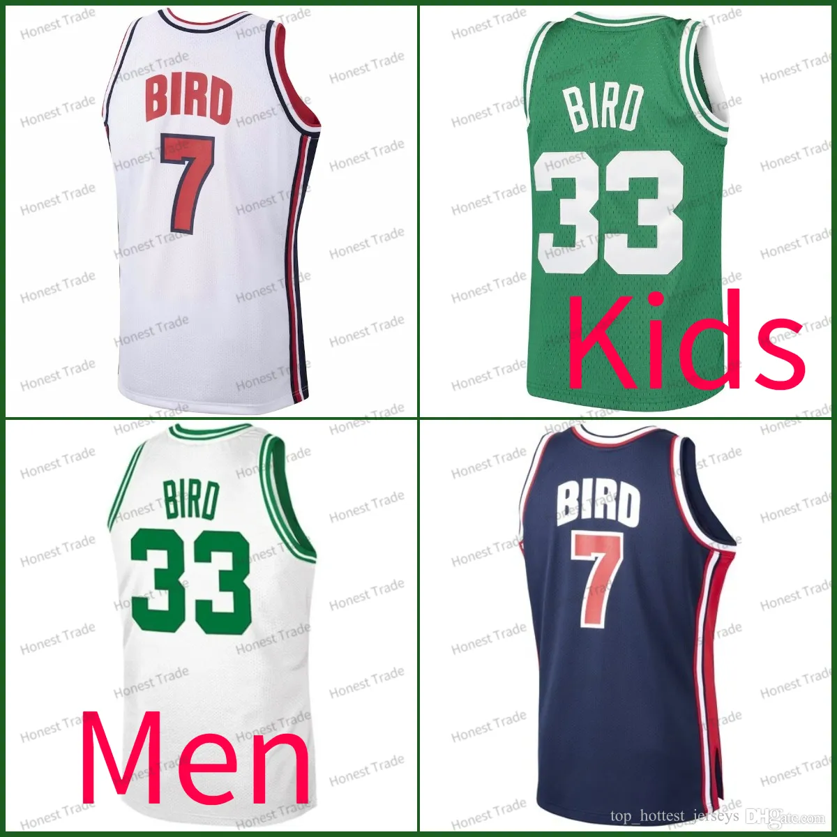 Nationsteam Dream Larry Bird #7 Herren Vintage Indiana State Sycamores College #33 Basketball -Trikots Baby Blue Navy Black Valley High School genähte Trikot -Männer Kinder Kinder