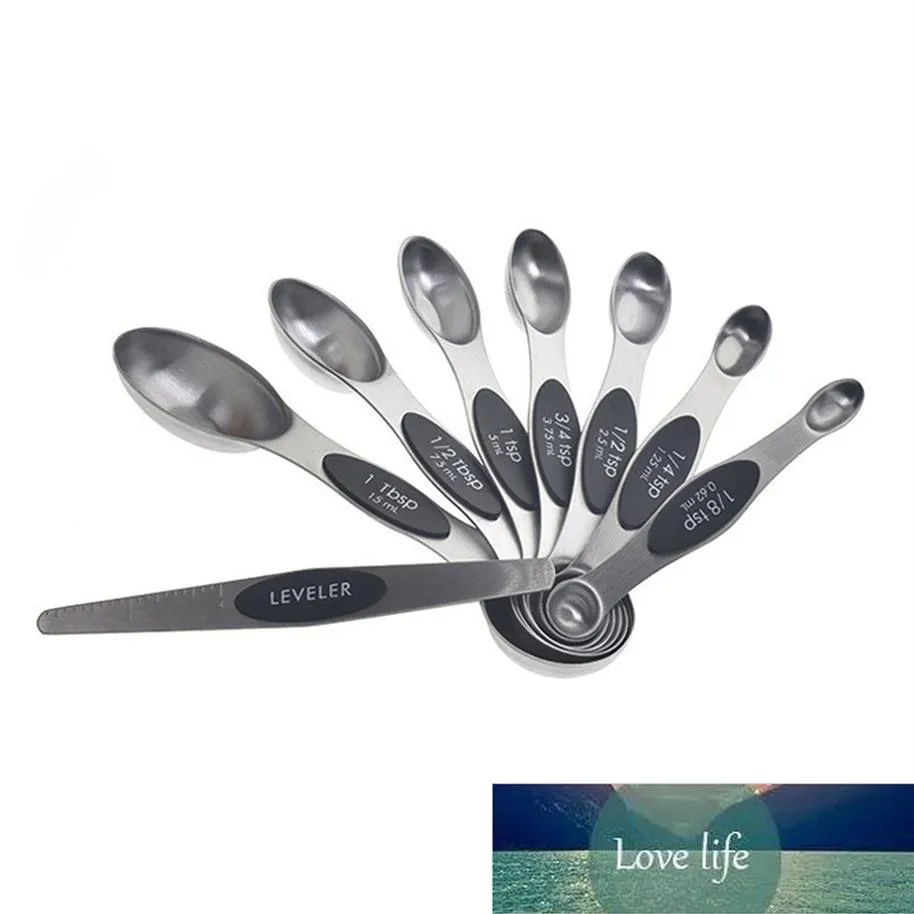 8pcs Double Sided Stainless Steel Magnetic Measuring Spoon Set Stackable Teaspoon For Measuring Dry And Liquid Ingredients Factory222z