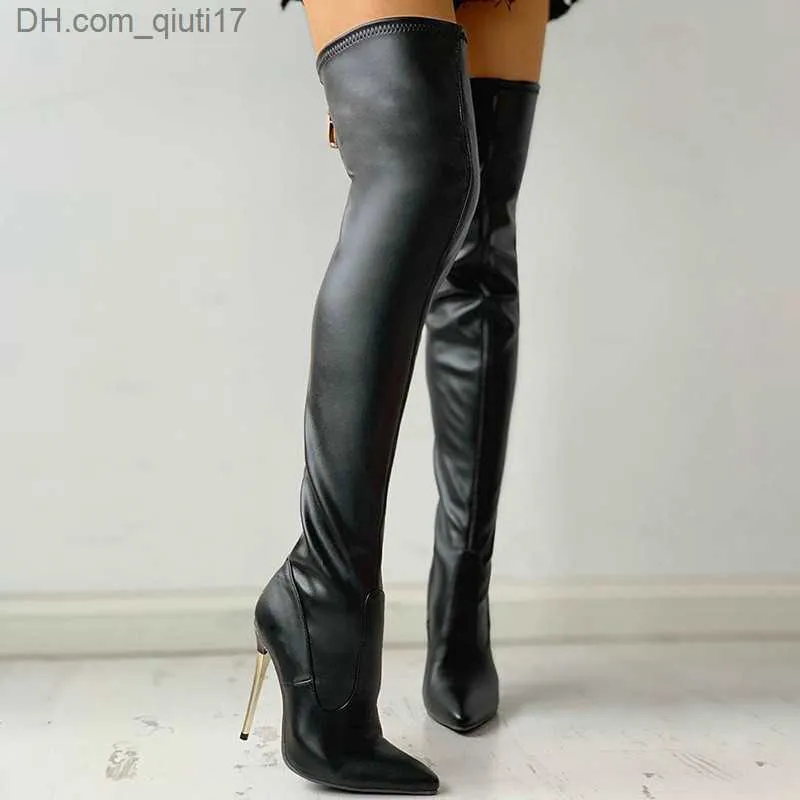 Boots Black Sexy High Heels Knee High Boots Womens Over Knee Boots ...