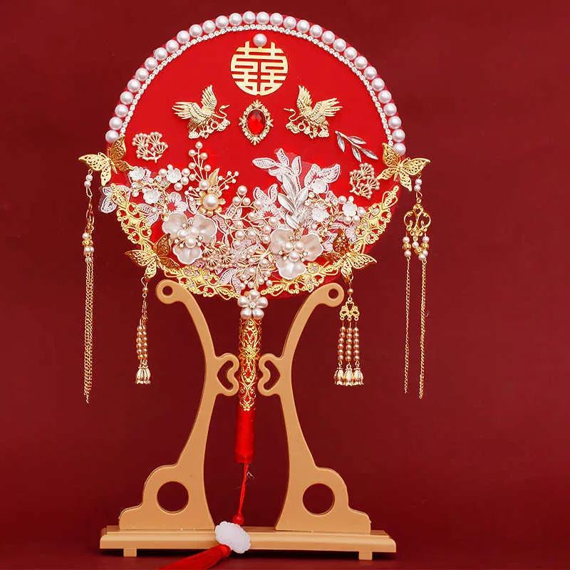 Chinese Style Products Fans For Weddings Chinese Style Vintage Personalized Bride Hand Holding Flowers Desktop Room Decoration