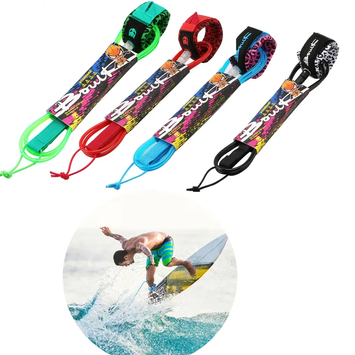 Laisses de surf Laisse de surf Laisse de pied de planche de surf Émerillons en acier inoxydable TPU 7 mm d'épaisseur 6ft8ft Corde de pied de longboard Laisse de planche de surf Corde de jambe de surf 230727