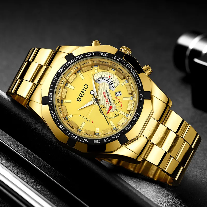 Zegarki męskie Wysokiej jakości swobodny designerski wodoodporny kwarc-battery zegarek ze stali nierdzewnej 43 mm