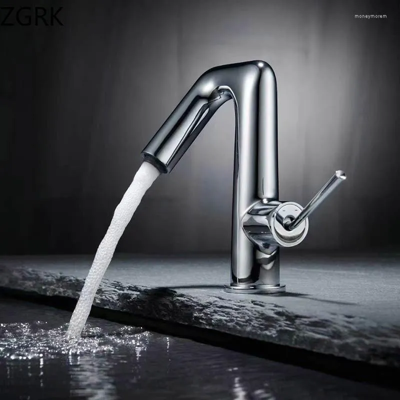 Bathroom Sink Faucets Gun ASH Brushed Faucet Basin Cold And Mixer Tap Deck Mounted Single Handle Brass Design