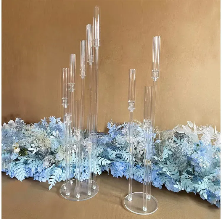 Acrylic Candelabra All Clear Candle Holders Wedding Candlesticks Table Centerpieces Flower Stand Holder Big Candelabrum