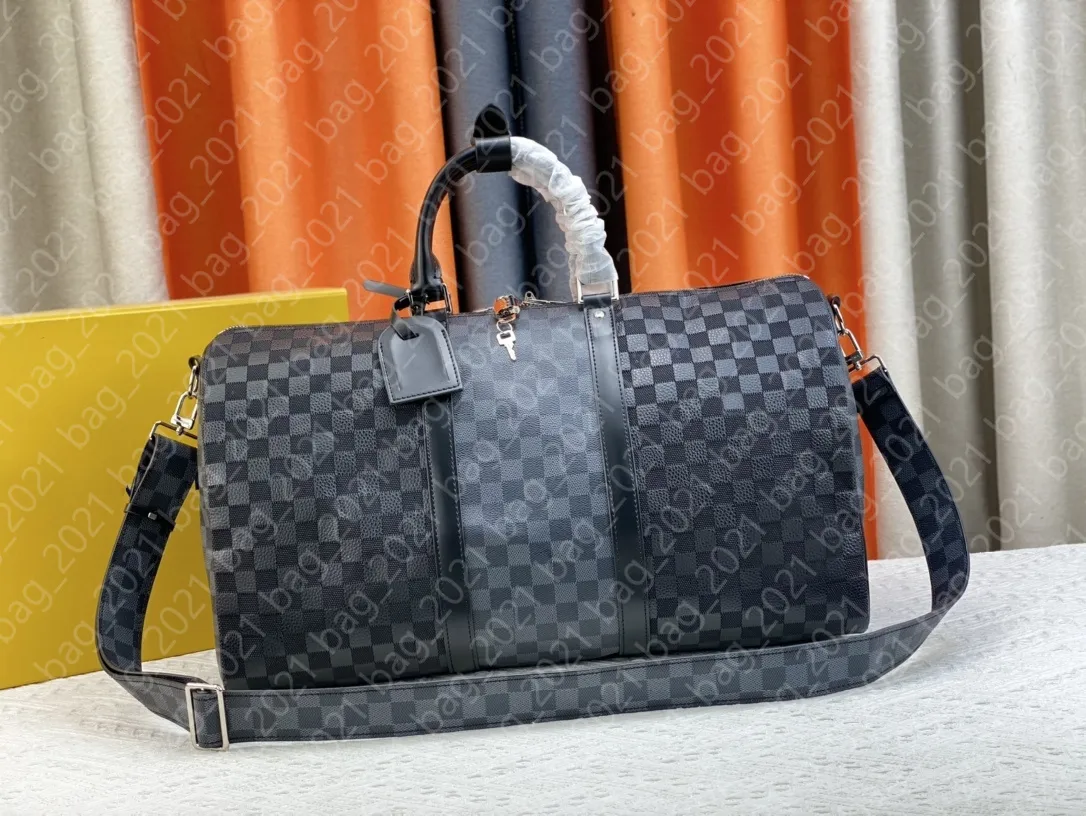 7A Keepall Bandouliere50 Duffle Bag N40443 Designer Men s Weekend Travel Bag Damier Infini Leather Handbag Classic Checkerboard Pattern Crossbody