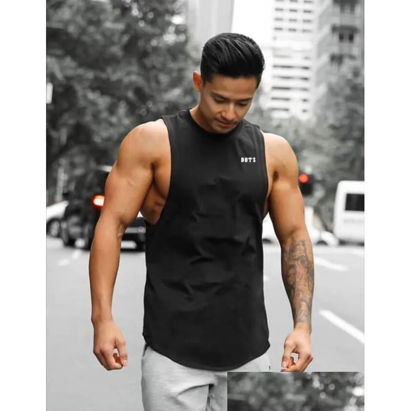 Hommes Débardeurs Butz Hommes Top Sport Gilet Court Muscle Man Sans Manches O-Cou Athlétique Gym Fitness Tee Drop Delivery Vêtements Sous-Vêtements Dhj50