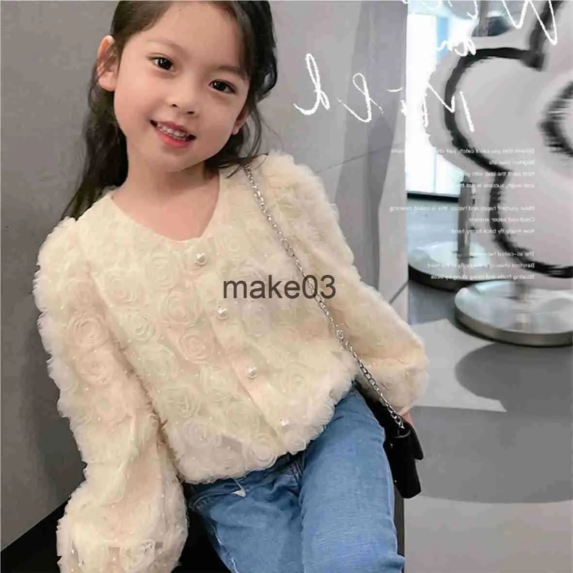 Jackor Summer Spring Fashion Baby Girls Lace Gace Coat 3D Flowers SingleBreasted Children Jackets Kids Outfits 213 Years J230728