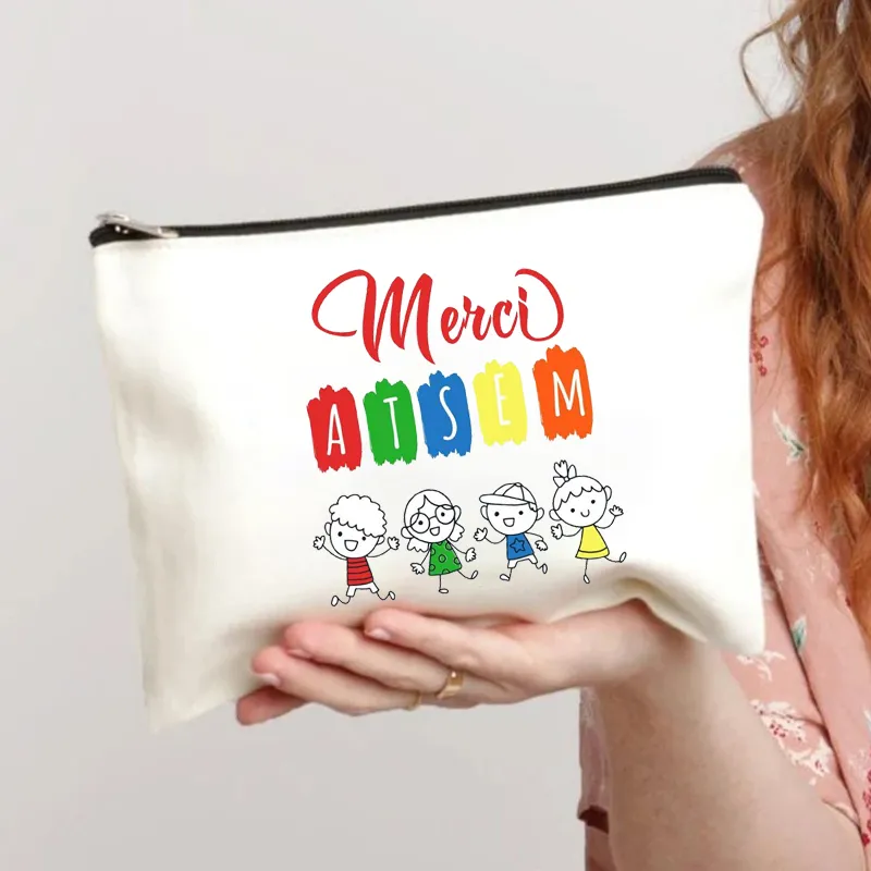 French Print Cosmetic Bag for Women, Travel Toiletries Organizer Pouch ...