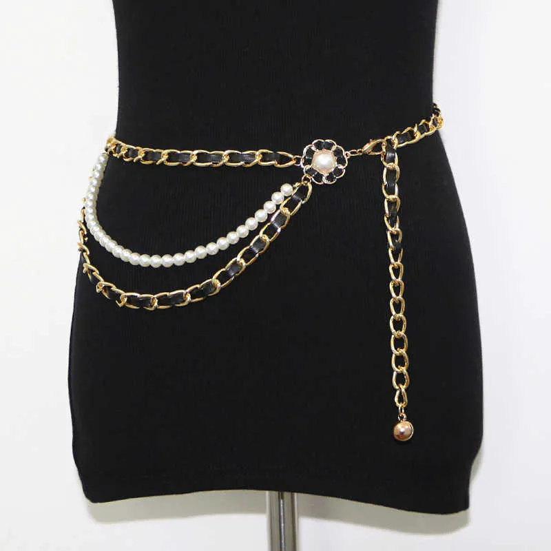 Designer Punk Chain Belt For Women Korean Fashion Gold And Silver Alloy