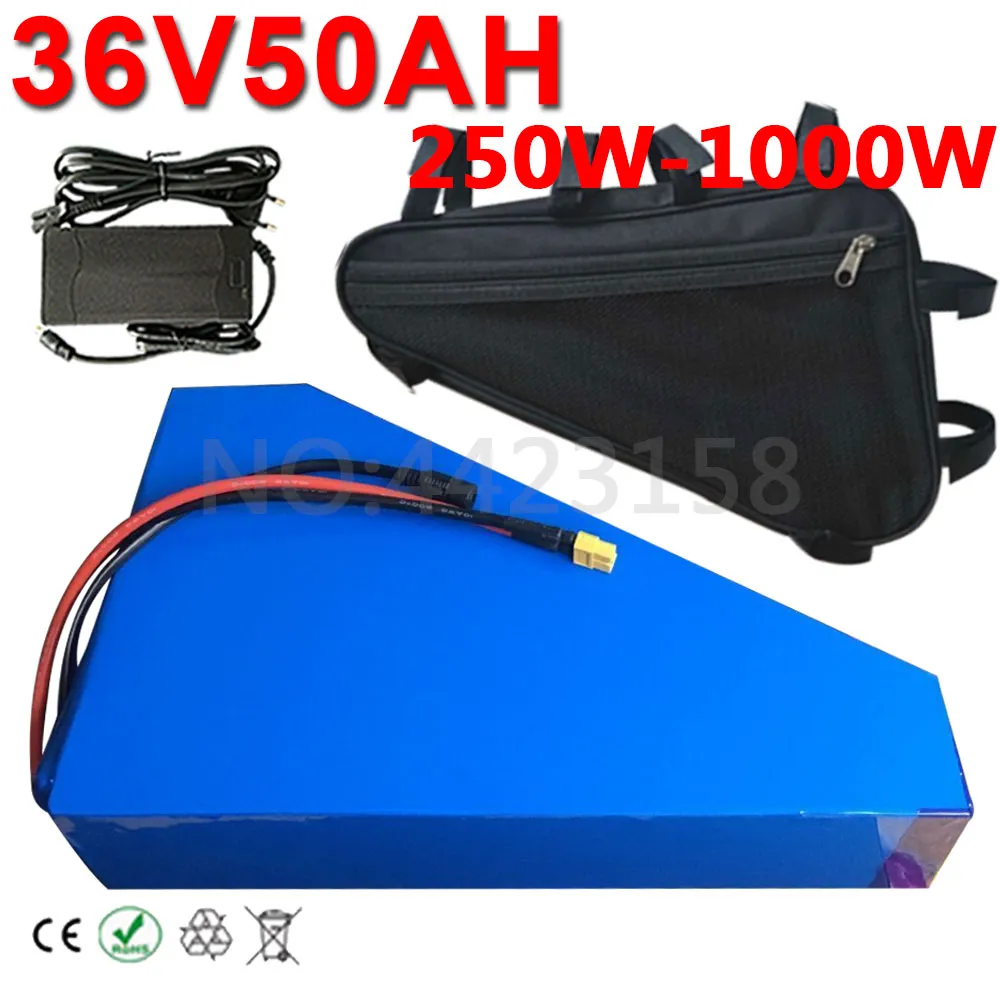 Original36V 18650 eBike Batterij 36V Enorme Capaciteit Driehoek Batterie 20Ah 30Ah 40Ah 50Ah Super Krachtige 1000W 750W 500W 350W 250W