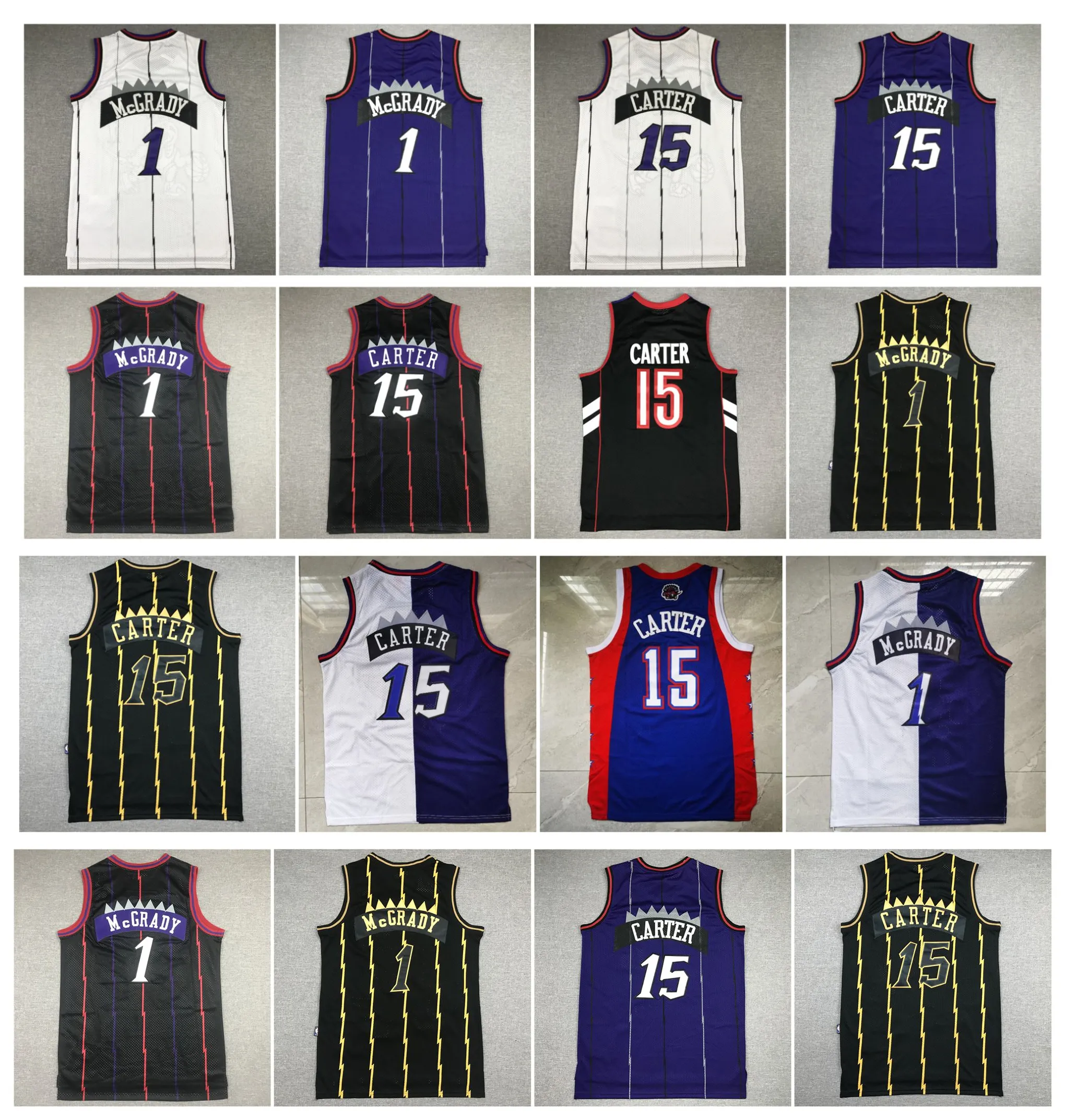 Vince Carter Raptores Maillot de basket-ball Torontos Tracy Mcgrady Maillots Violet Blanc Noir Taille S-XXL