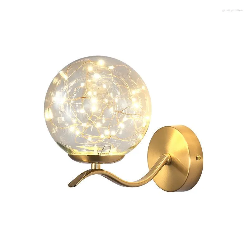 Vägglampa modern led glas boll kreativ enkel sovrum sovrum lampskärm 6w varm ljus stjärnhimmel