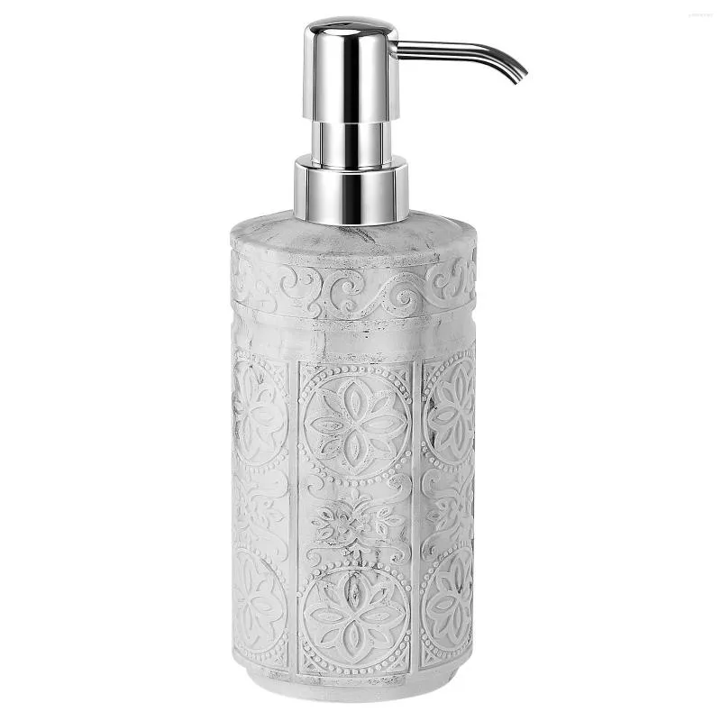 Liquid Soap Dispenser Bottle 340ml Countertop Hand With Pump Resin Embossed Refillable