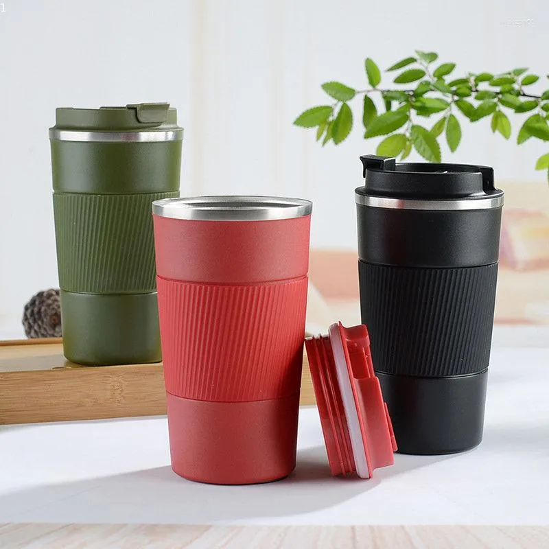 Vattenflaskor 380 ml 510 ml rostfritt stål kaffekopp Termisk mugg Garrafa Termica Cafe Copo Termico Caneca Non-Slip Travel Car Isolated Isoled