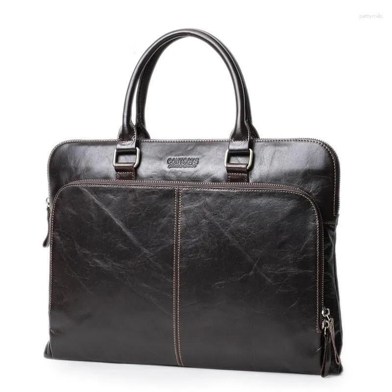 Briefcases Cowhide Men Luxury Trend Messenger Bag Fashion High-end Casual Laptop Handbag Genuine Leather Business Cosy Office Briefcase