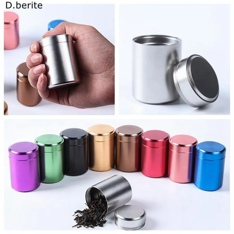 1 pz Nuovo Piccolo Metallo Alluminio Sigillato Portatile Caddy Da Viaggio Contenitore Ermetico a Prova di Odore Stash Jar LWW9027246g