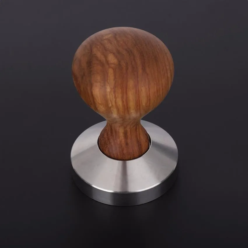 51 53 58mm Rosewood Poignée Café Tamper Espresso Poudre Plat Presse Marteau Café Tamper Grind Grinder Espresso Barista Outil T2070