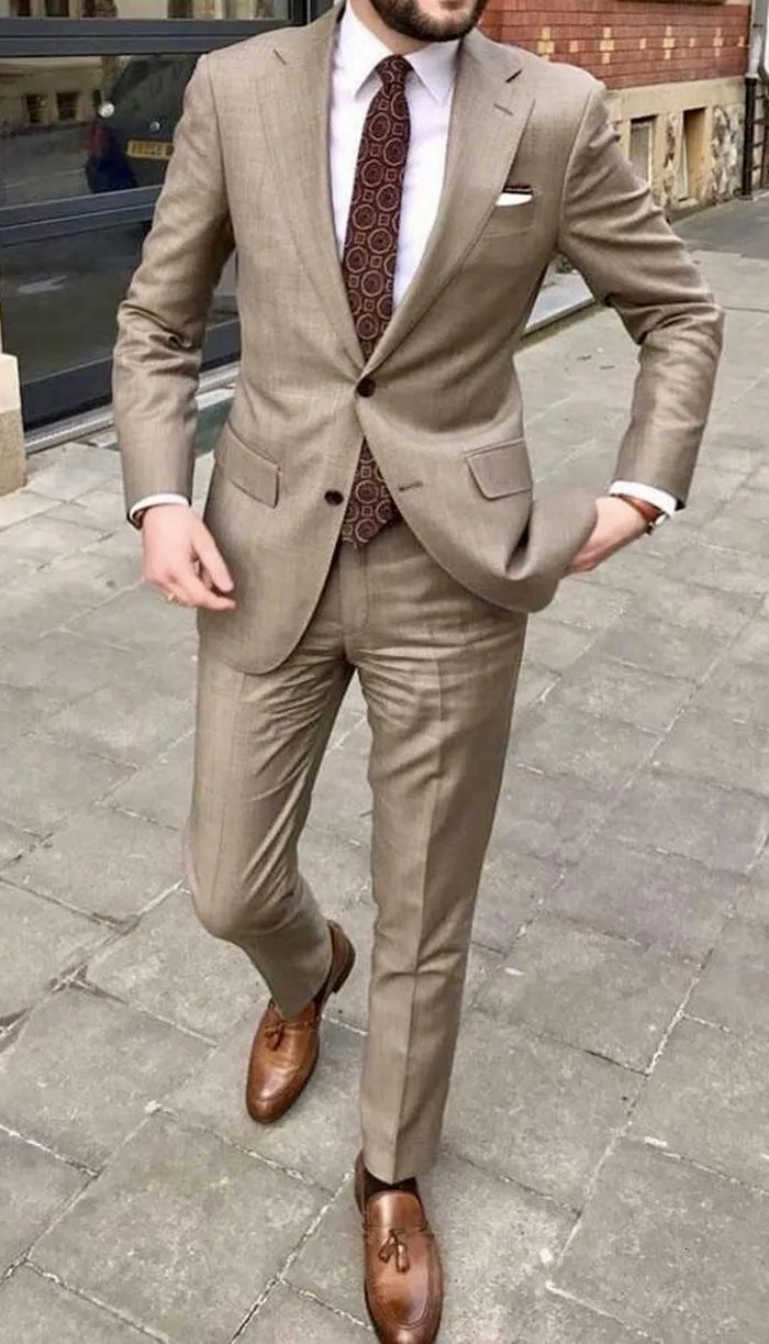 Abiti da uomo Blazer 2023 Handsome Casual Abito a 2 pezzi per uomo Smoking da sposa Costume Homme Groomsmen Business Party Prom Blazer Pantaloni 230728