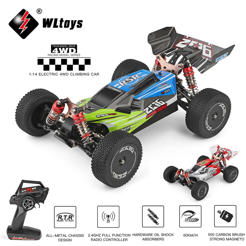 Электрический автомобиль RC Wltoys 144001 RC 60 км ч 2,4 г 4WD Электрические гонки с высокой скоростью вне дорожного дрейф