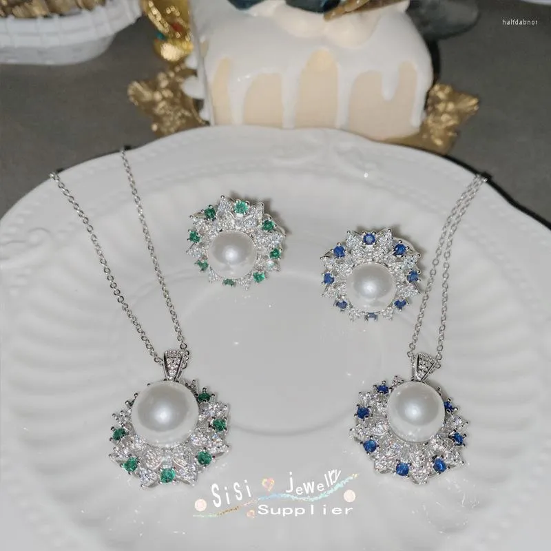 Серьги ожерелья устанавливают SISI Vintage Emerald Sunflower Fashion Ring Кольцо с высоким прикосновением 14 мм