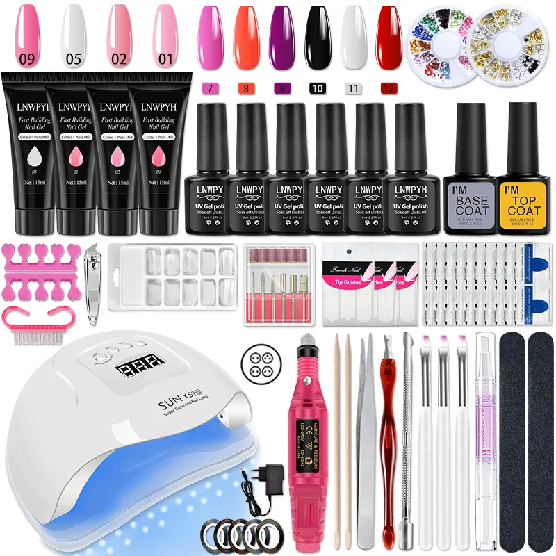 Nagelklippare nagelpaket akryl nagelsats med LED -nagelljus torktumlare UV gel nagellack nagellack poleringssats manuell konstverktygssats topp bas nagelborrpaket 230728