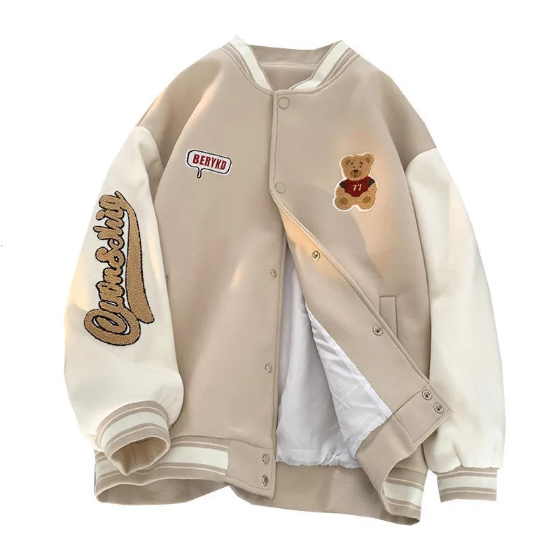 Women's Jackets Bear embroidered baseball jacket women's y2k spring and autumn hip-hop college wind jacket men and women casual jacket ins trend 230728