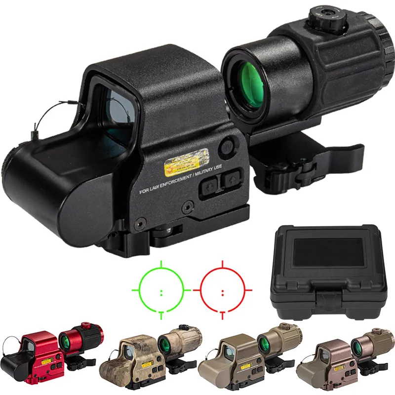 Taktiska tillbehör G43 Magnifier 3x Förstoringsomfång och 558 Red Green Dot Sight Combo med G43 Byt till sidan Snabbt löstagbart fäste för jaktgevär