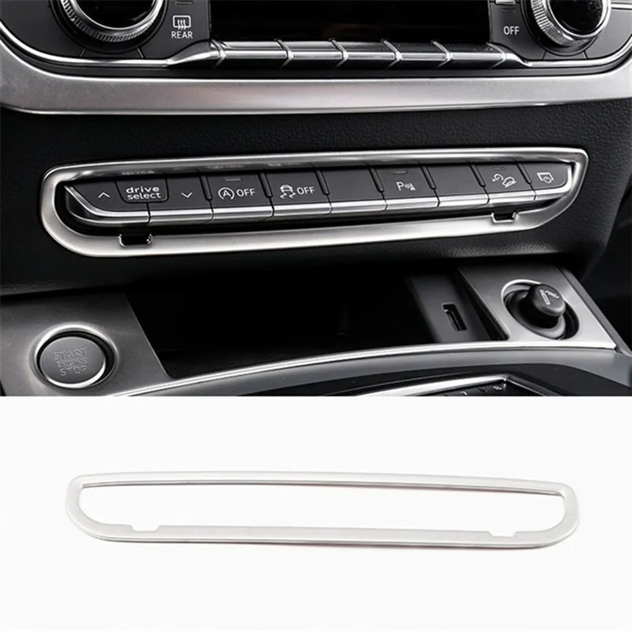 Console centrale bouton cadre décoration décalcomanies style de voiture pour Audi Q5 FY 2018 2019 accessoires intérieurs en acier inoxydable227u