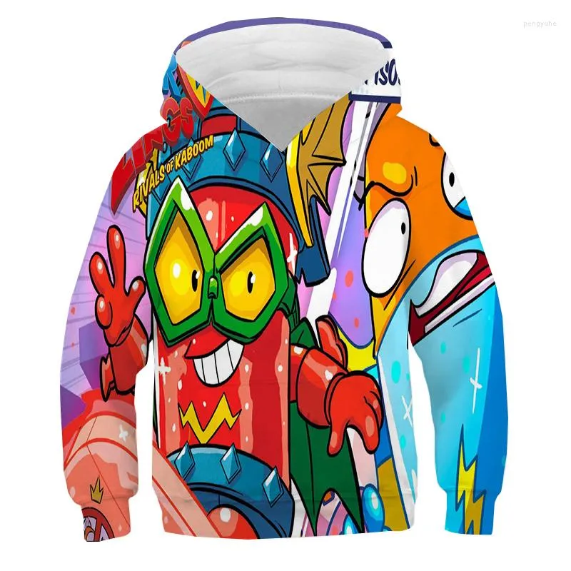 Moletons Masculinos Super Zings Moletom Meninos Meninas Cartoon Superzings Pulôveres Impressos em 3D Moletom Infantil Crianças Primavera Inverno Harajuku