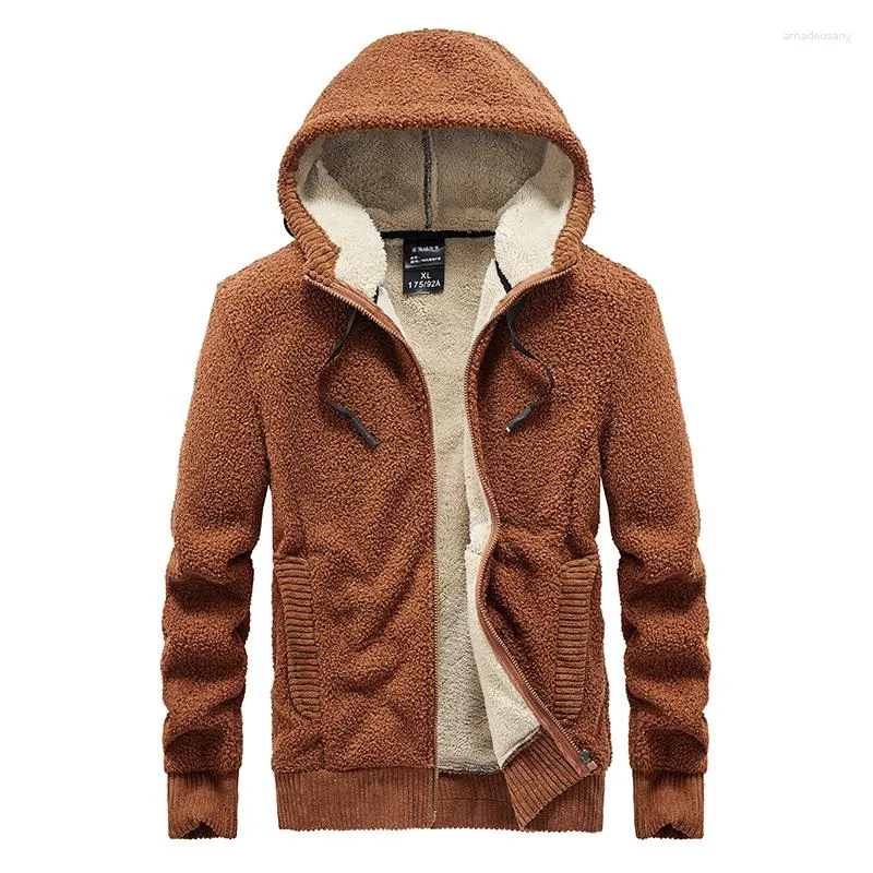 Men's Hoodies Hooded 2023 Warm Fleece Hoodie Winter Thick Sweatshirts Casual Cardigan Fashion Bomber Fur Jackets Zipper Clothing