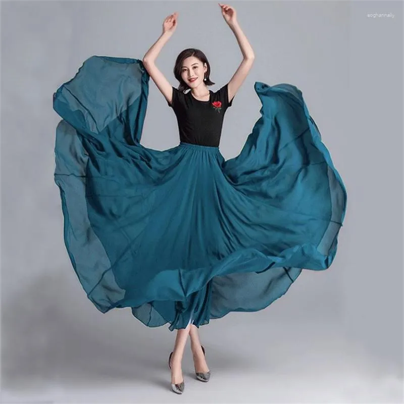 Stage Wear Dance Gypsy Skirt Donna Abiti Flamenco spagnolo Gonne in chiffon per ragazze 9Colors 720Degree Performance Costume Abiti casual