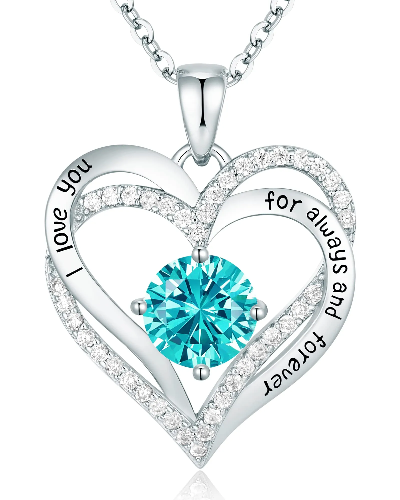 CDE Forever Love Heart Pendant Necklaces for Women 925 Sterling Silver with Birthstone Zirconia, Jewelry Gift for Women Mom Girlfriend Girls Her D43255