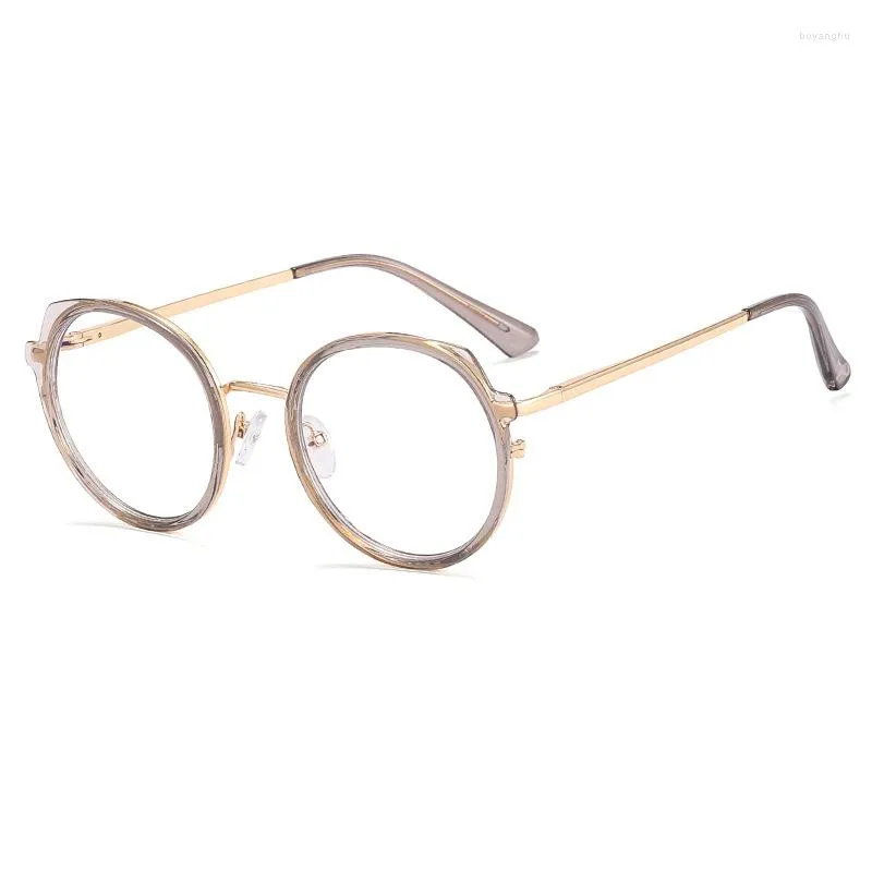 Lunettes de soleil rondes rétro lunettes cadre femmes lunettes ordinateur optique Anti-lumière bleue Spectacle femme mignon