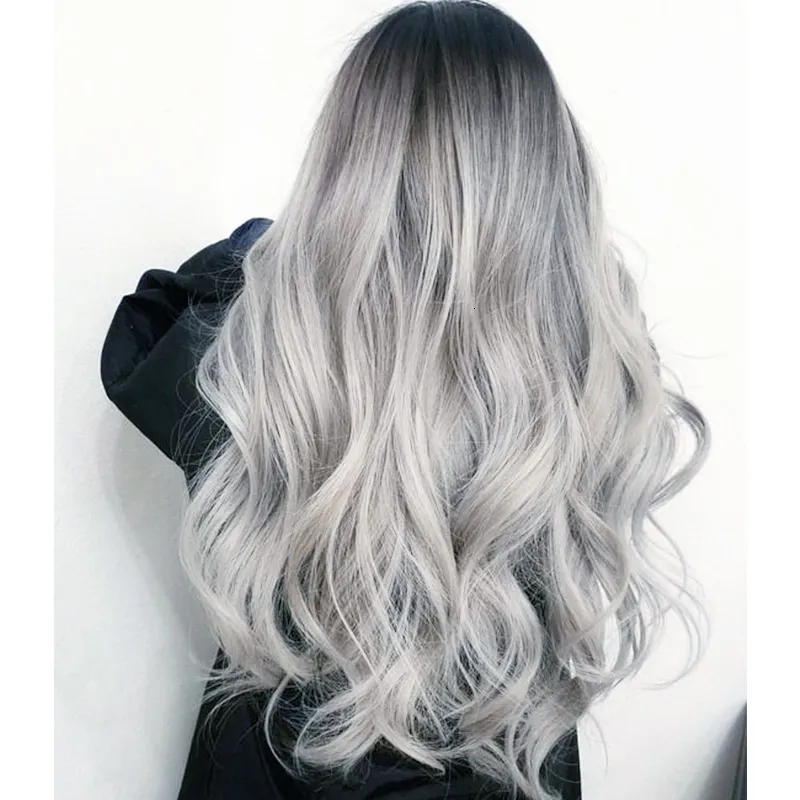 Cosplay S qqxcaiw long Wavy ombre Blonde Natural Do Tone Средняя часть теплостойкость, синтетическая для афроамериканских женщин 230728