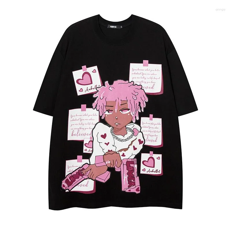 Hommes t-shirts mode Style américain dessin animé sale tresse garçons imprimer surdimensionné décontracté à manches courtes chemise hommes pour l'été