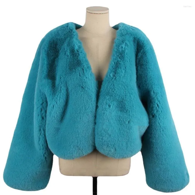 Femmes fourrure hiver mode Faux manteau femmes corée chaud solide plume manteaux Cardigan court manteau dame fête tenues élégantes