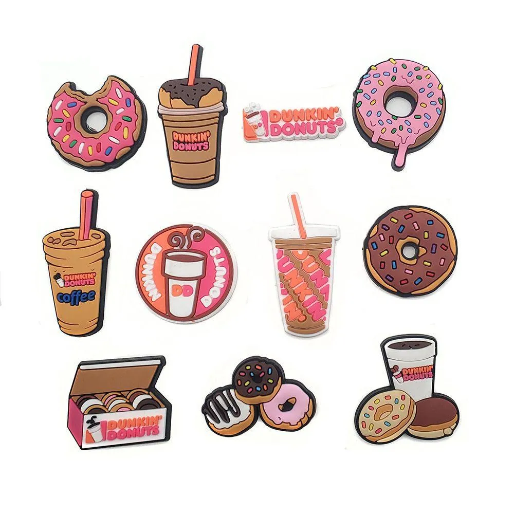 Shoe Parts Accessories Hamburger Milk Tea Clog Charms Pvc Decoration Buckle Charm Pins Buttons Drop Delivery Series Randomly